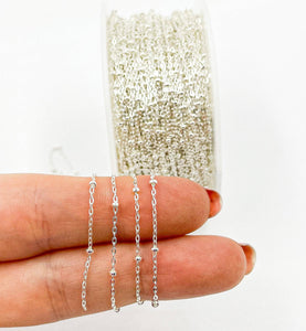 1104SS. Sterling Silver Satellite Chain: 1 Ft / 1.1mm-2mm / Satellite