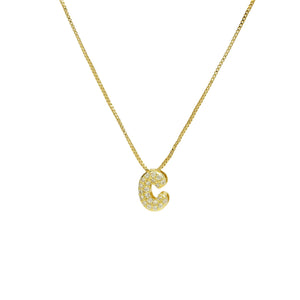 Mini CZ Initial Necklace with charms: J Initial & Necklace