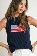 Load image into Gallery viewer, Flag Print Knitted Sleeveless Sweater - BMW7749: NAVY MULTI / M