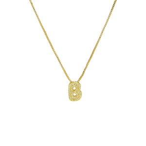 Mini CZ Initial Necklace with charms: L Initial & Necklace