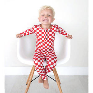 Beck Red Checks 2P Set Christmas Bamboo Pajamas Kids Sleepie: 4/5