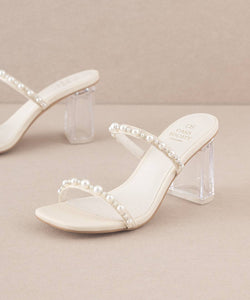 The Mae Beige | Strappy Pearl Heel: Beige / 9