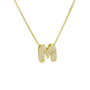 Mini CZ Initial Necklace with charms: H Initial & Necklace