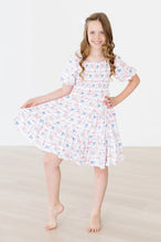 Load image into Gallery viewer, Vintage Flags Smocked Ruffle Dress