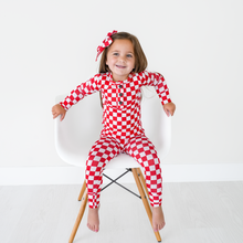 Load image into Gallery viewer, Beck Red Checks 2P Set Christmas Bamboo Pajamas Kids Sleepie: 4/5