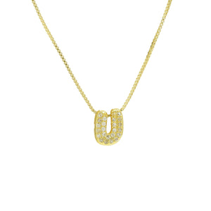 Mini CZ Initial Necklace with charms: L Initial & Necklace
