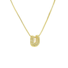 Load image into Gallery viewer, Mini CZ Initial Necklace with charms: P Initial &amp; Necklace