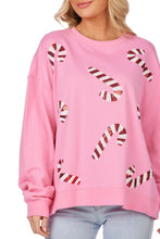 Load image into Gallery viewer, Pink Candy Cane Sparkle Sweatshirt