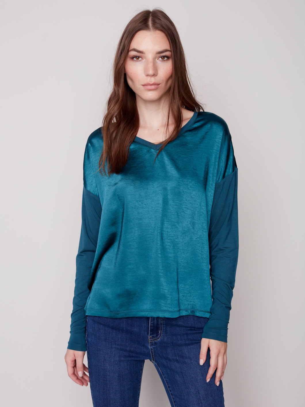 Charlie B. Emerald Satin Top