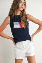 Load image into Gallery viewer, Flag Print Knitted Sleeveless Sweater - BMW7749: NAVY MULTI / M