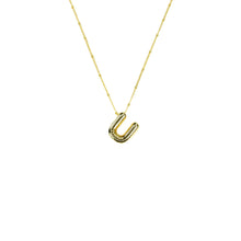 Load image into Gallery viewer, Initial Balloon Bubble Gold Necklace: V / GOLD SMOOTH