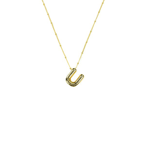 Initial Balloon Bubble Gold Necklace: V / GOLD SMOOTH