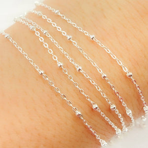 1104SS. Sterling Silver Satellite Chain: 1 Ft / 1.1mm-2mm / Satellite