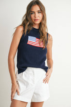 Load image into Gallery viewer, Flag Print Knitted Sleeveless Sweater - BMW7749: NAVY MULTI / M
