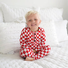 Load image into Gallery viewer, Beck Red Checks 2P Set Christmas Bamboo Pajamas Kids Sleepie: 4/5