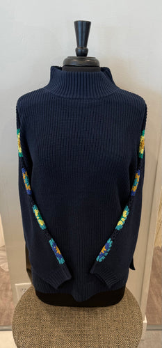 Multi Patch Mock Neck Sweater
