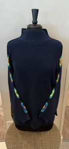Multi Patch Mock Neck Sweater