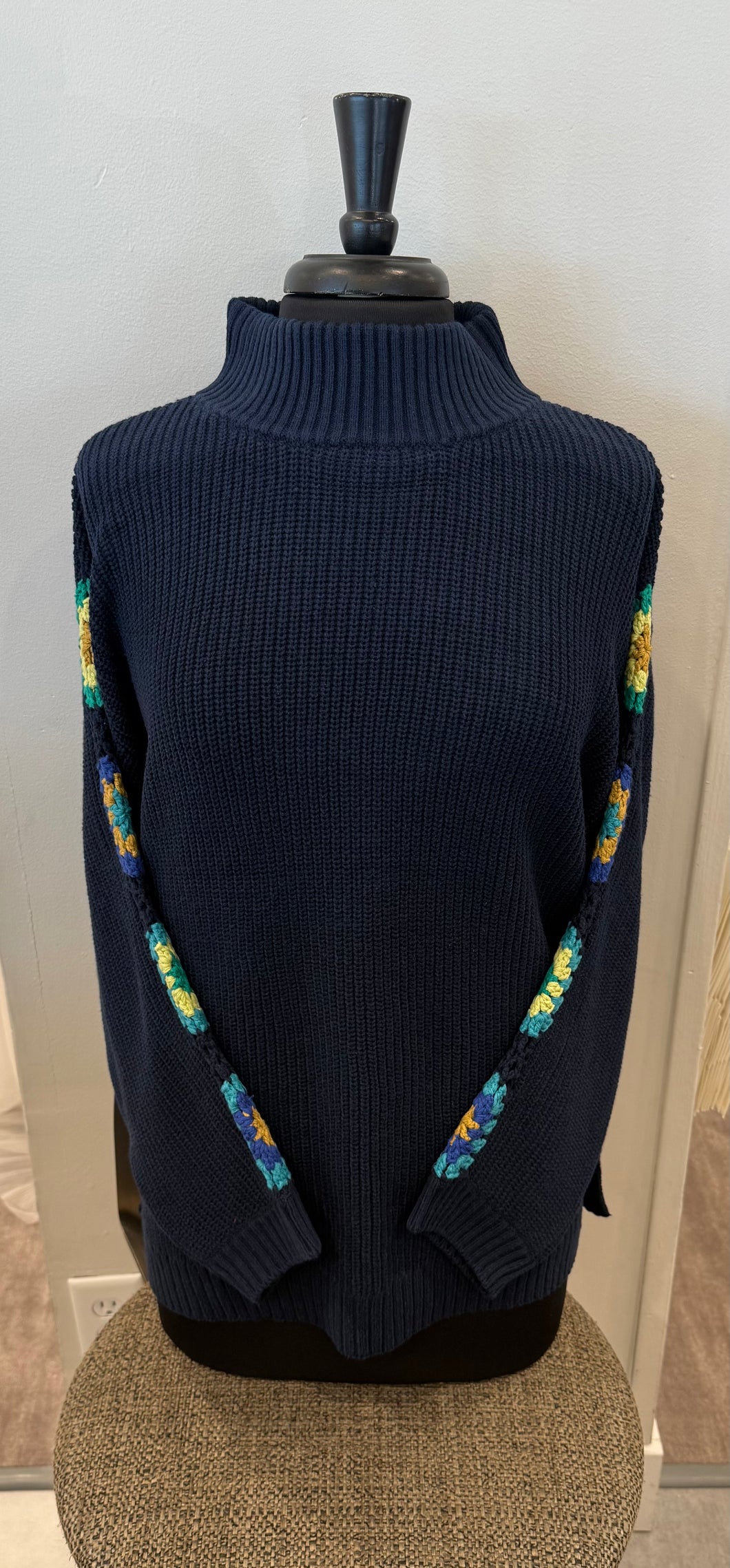 Multi Patch Mock Neck Sweater
