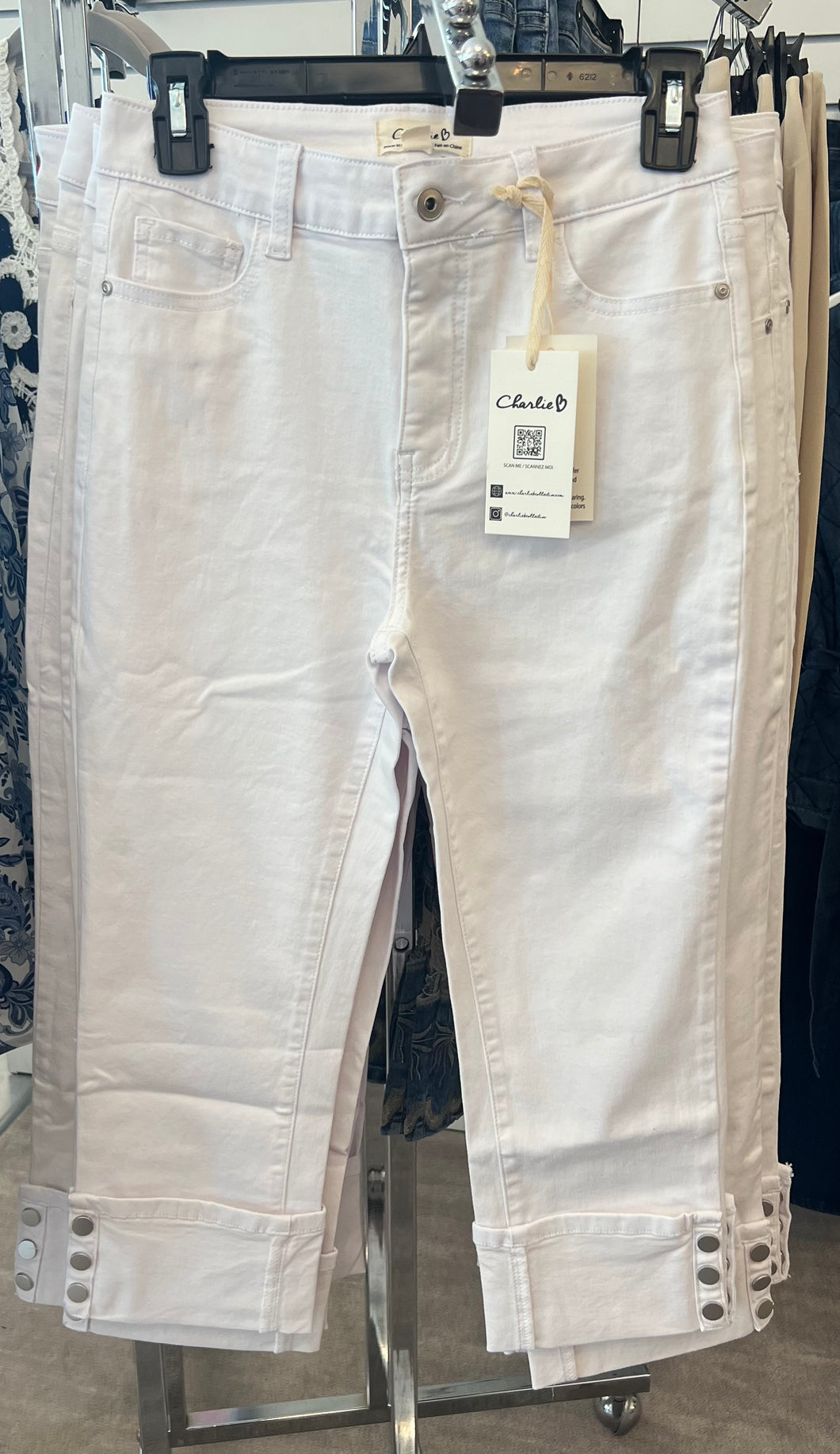 Charlie B White Twill Cuff Snap Pant