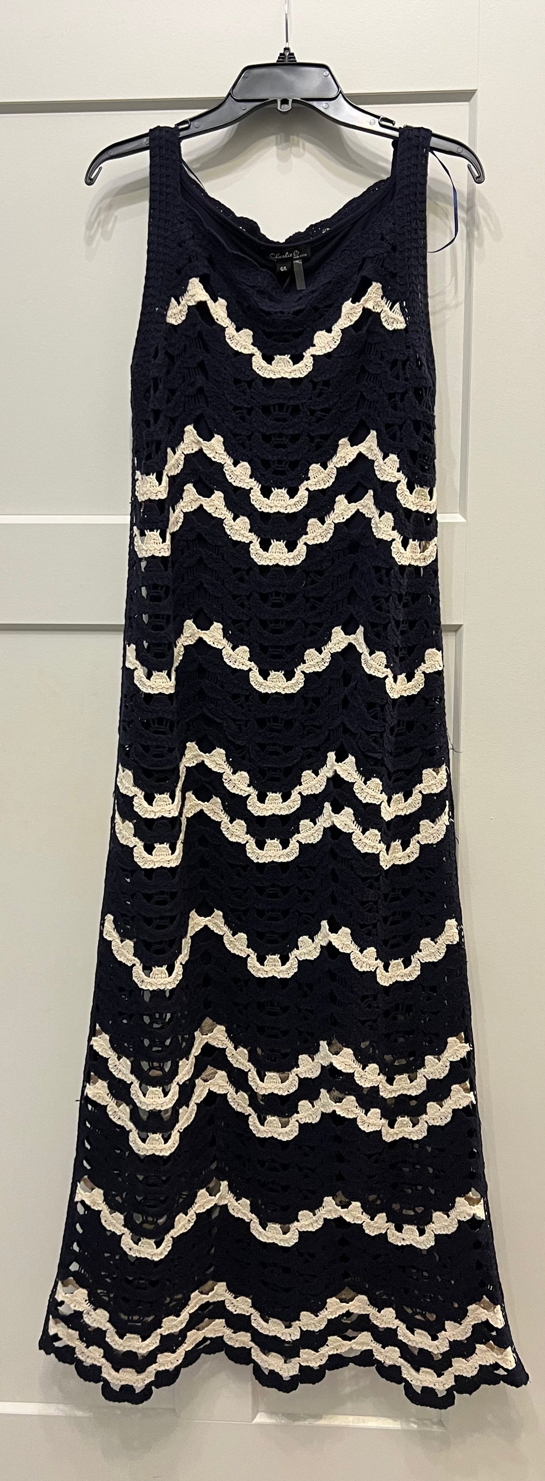 Charlie B Navy Crochet Sleeveless Dress