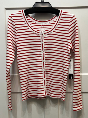 Tribal Red & White Striped Long Sleeve