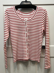 Tribal Red & White Striped Long Sleeve