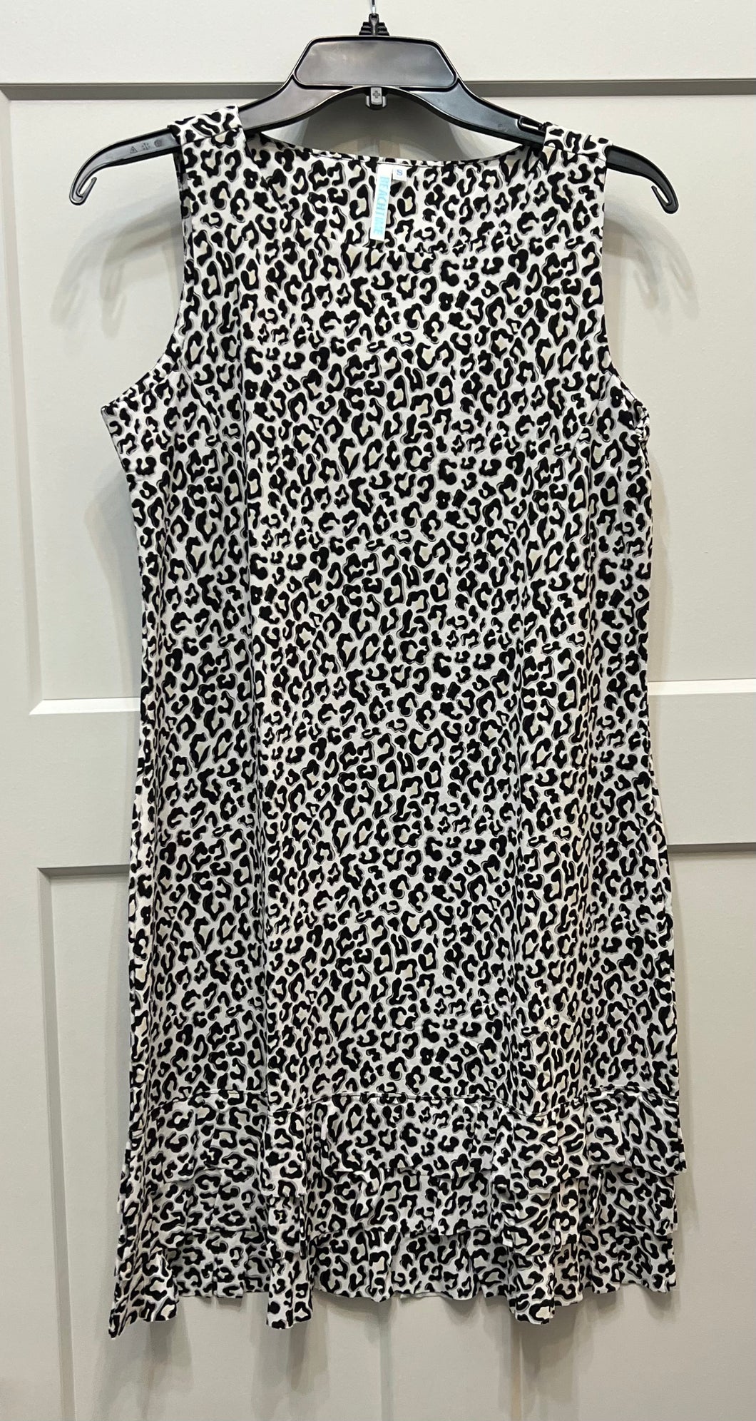 Beachtime Ruffle Trim Dress - Cheetah Black & White