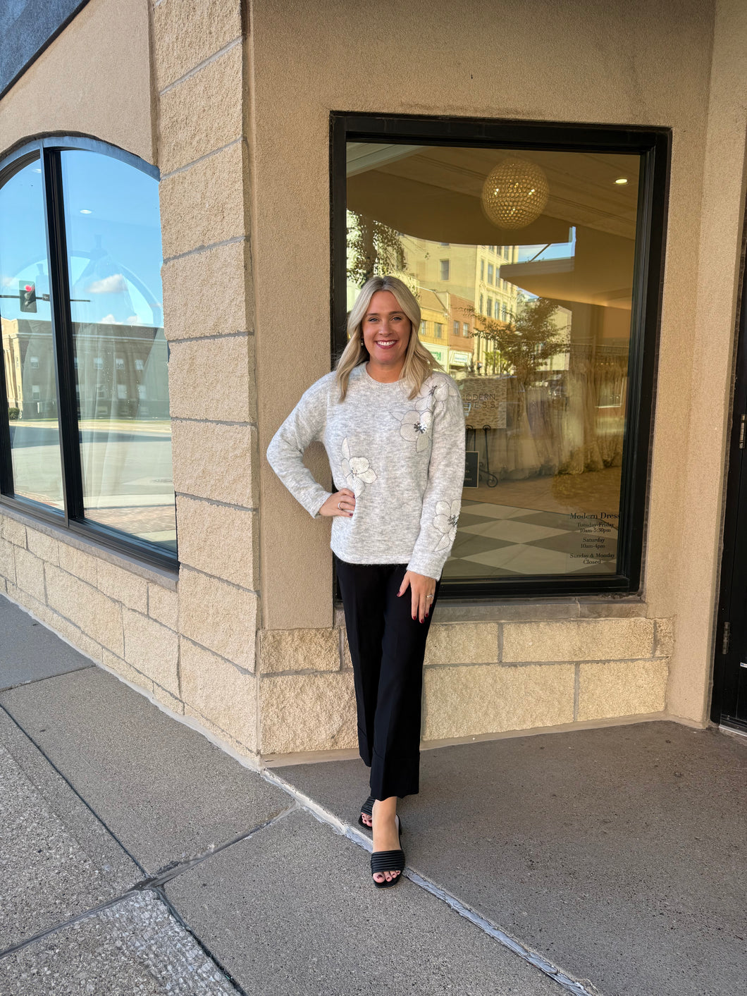 Picadilly Floral Sequin Emb Sweater