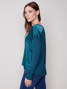 Charlie B. Emerald Satin Top