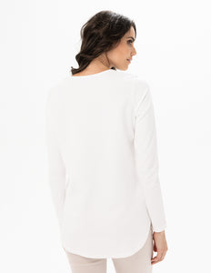 Creme long sleeve top with pockets