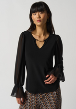 Load image into Gallery viewer, Joseph Ribkoff Black Ruffle Sleeve Top