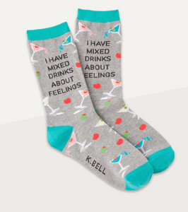 K. BELL I Have Mixed Drinks About Feelings Crew Socks