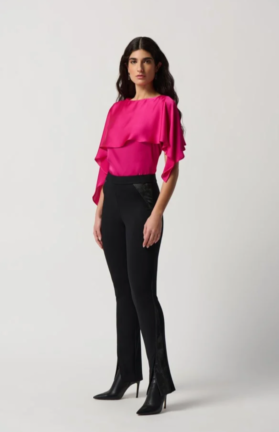 Joseph Ribkoff Satin Layered Top with Boat Neck Top