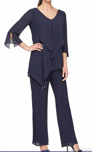 Alex Evenings - 8192004 Frilled Top Chiffon Pantsuit