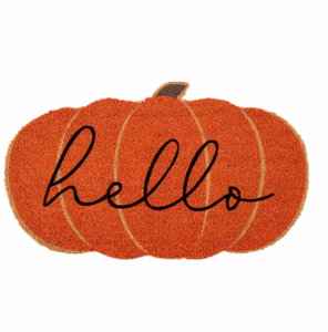 Shiraleah Hello Pumpkin Doormat, Orange
