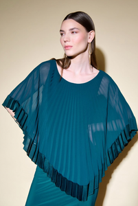 Joseph Ribkoff Silky Knit Sheath Dress With Chiffon Pleated Overlay