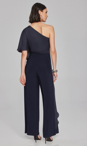 Joseph Ribkoff Satin and Silky One-Shoulder Jumpsuit