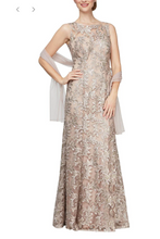 Load image into Gallery viewer, Alex Evenings Long Embroidered Dress w/ Matching Shawl