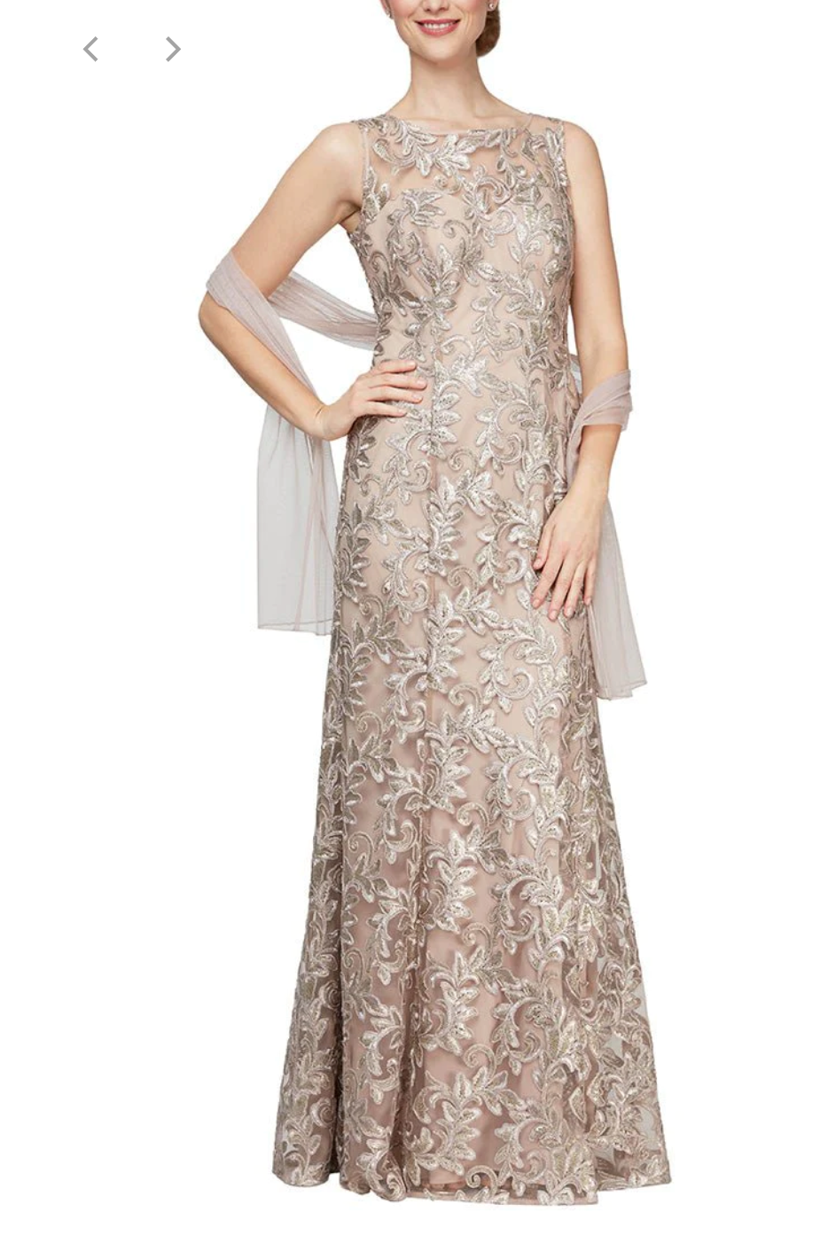 Alex Evenings Long Embroidered Dress w/ Matching Shawl Modern Dress Alex Evenings Long Embroidered Dress w/ Matching Shawl Modern Dress