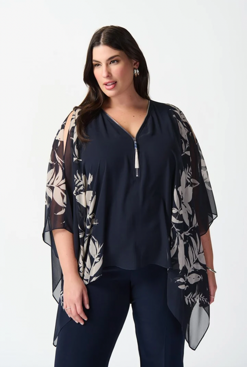 Floral Print Chiffon Poncho Style 232169