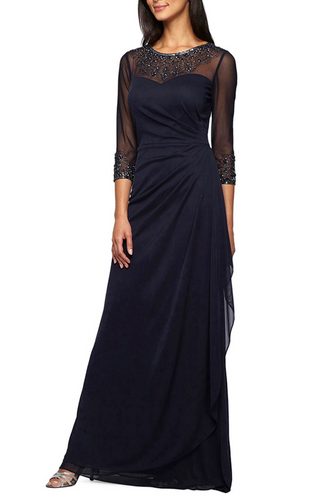 Alex Evenings Aline Gown with Beaded Illusion