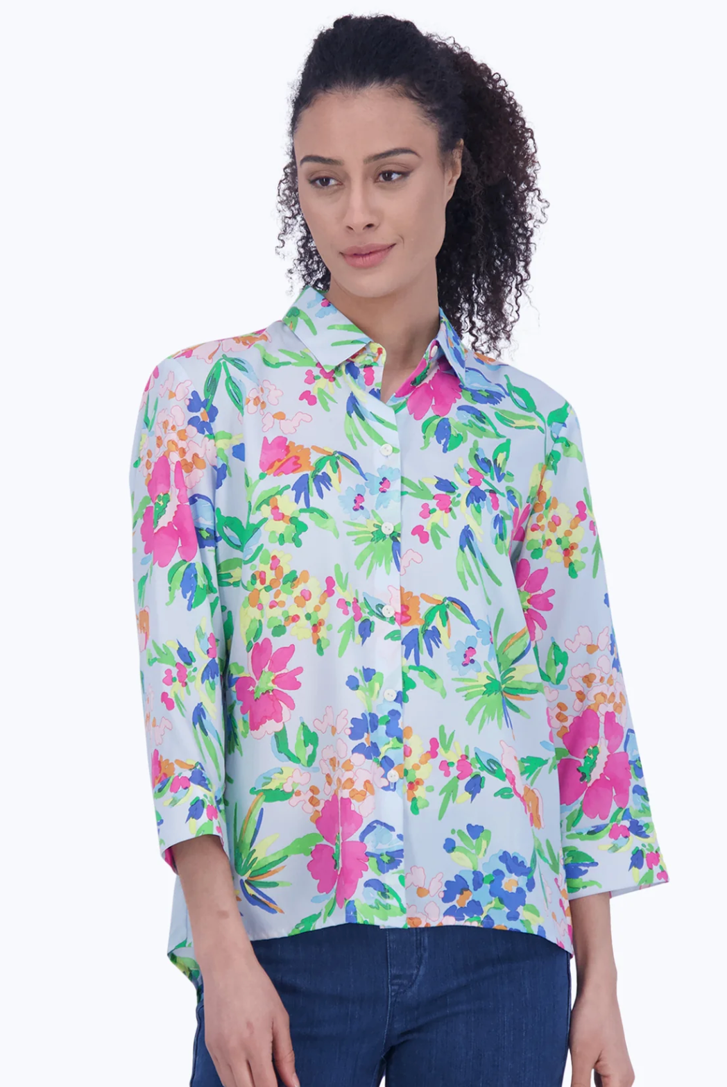 Foxcroft Kelly Painterly Floral Top