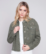 Load image into Gallery viewer, Charlie B Embroidered Eyelet Denim Jacket - Celadon