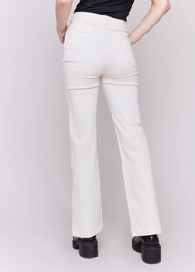 Charlie B Side Button Natural Flare Leg Pant