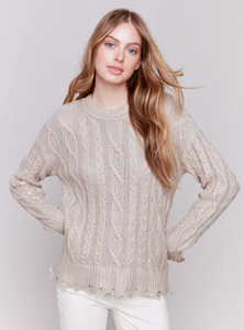 Charlie B Mettalic Cable Knit Sweater