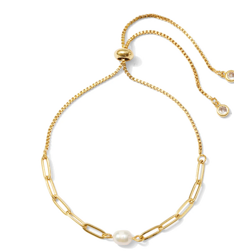 Delicate Link Chain Pearl Pulley Bracelet