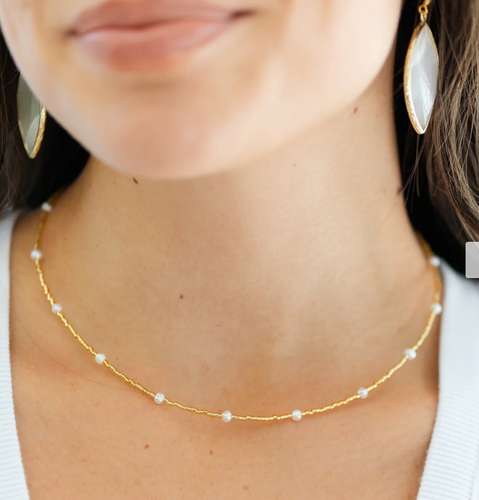 Short Pearl Accented Miyuki Necklace