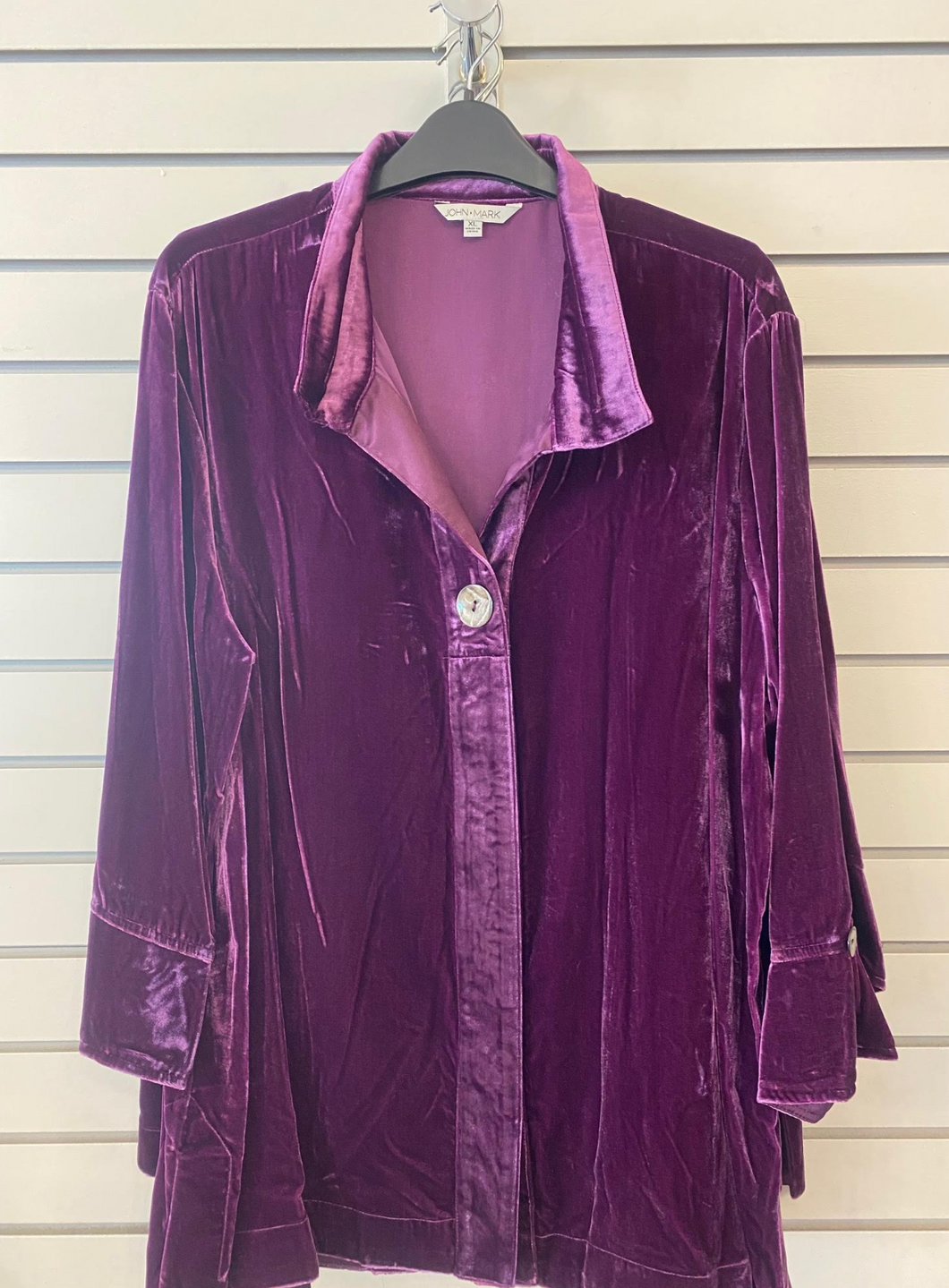 Plum Velvet Button Slv Top