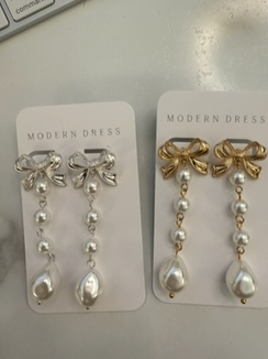 Bow Pearl Drop Earring