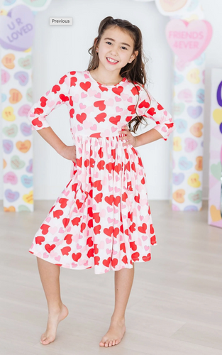 Be Mine 3/4 Sleeve Pocket Twirl Dress